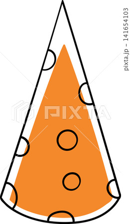 Yellow conical cap with patterns in line illustration Yellow conical cap with patterns in line illustration 141654103