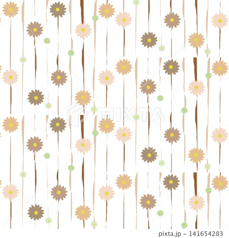 Pastel daisy flower seamless pattern on white background, vintage floral border wallpaper vector Pastel daisy flower seamless pattern on white background, vintage floral border wallpaper vector 141654283