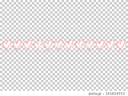 Hand-drawn style pink heart, cute line, dividing line, border, divider Hand-drawn style pink heart, cute line, dividing line, border, divider 141654553
