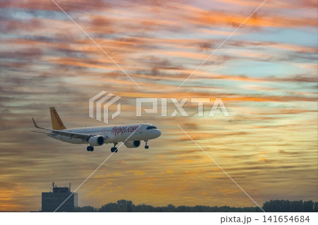 July 30, 2026. Netherlands, Amsterdam. Pegasus Airlines Passenger Plane Landing July 30, 2026. Netherlands, Amsterdam. Pegasus Airlines Passenger Plane Landing 141654684