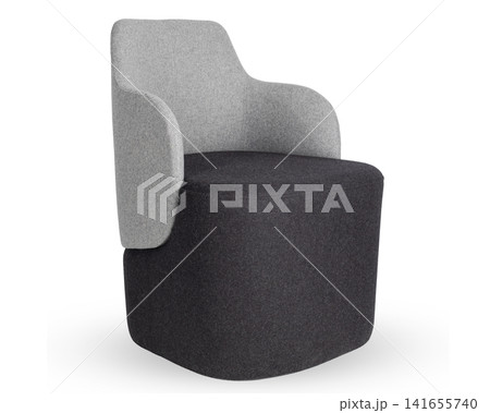 Modern Grey Upholstered Armchair Side Angle Modern Grey Upholstered Armchair Side Angle 141655740