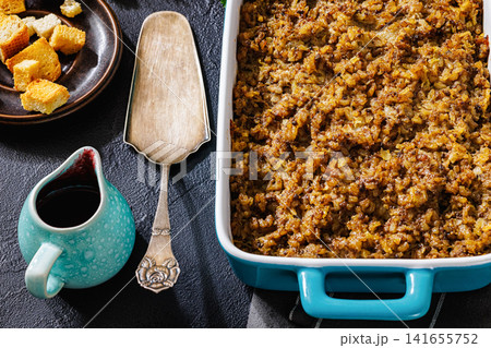 Homemade minced meat and rice casserole bake Homemade minced meat and rice casserole bake 141655752