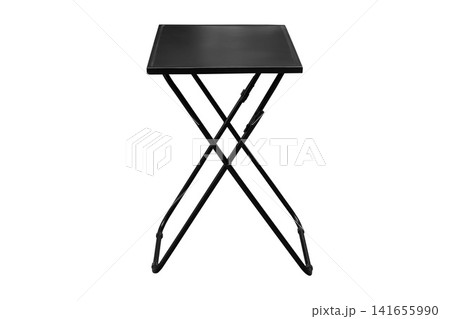 Black steel folding table isolated on white background Black steel folding table isolated on white background 141655990