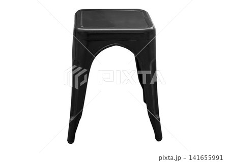 Black steel stool chair isolated on white background Black steel stool chair isolated on white background 141655991