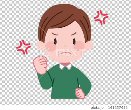 An illustration of a young man with an angry expression, clenching his fist. An illustration of a young man with an angry expression, clenching his fist. 141657453