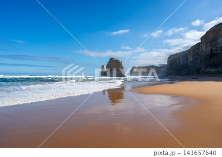 Clifton Beach and Twelve Apostles along the Great Ocean Road, Australia Clifton Beach and Twelve Apostles along the Great Ocean Road, Australia 141657640