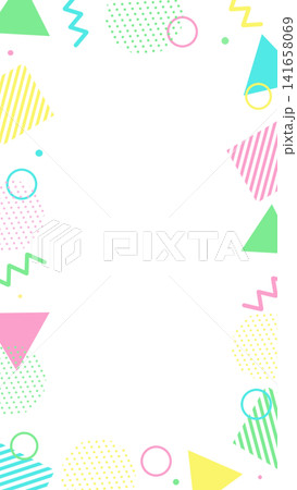 パステルカラーのカラフルな幾何学のポップでかわいいフレーム背景 141658069