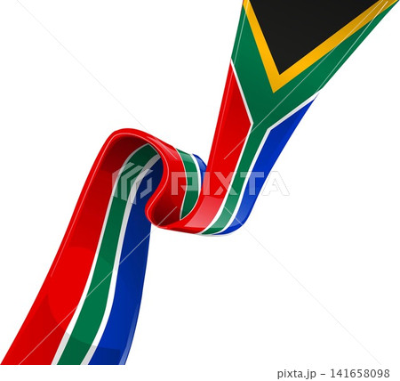 South african flag ribbon on white background South african flag ribbon on white background 141658098