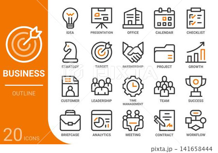 business outline icon set,20 vector icons business outline icon set,20 vector icons 141658444