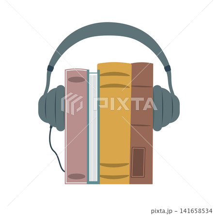 Books with Headphones Audiobook Concept Books with Headphones Audiobook Concept 141658534