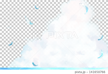 積雨雲、海、白鳥、飄動的羽毛 141658766