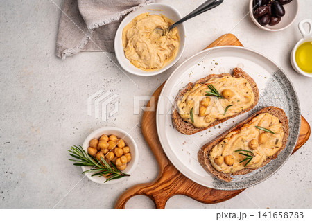 Delicious sandwiches with hummus Delicious sandwiches with hummus 141658783
