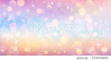 Sparkling pink and purple bokeh lights and magical atmosphere. Glittering gradient background with dreamy pastel tones. Fantasy unicorn theme with iridescent glow effects. Sparkling pink and purple bokeh lights and magical atmosphere. Glittering gradient background with dreamy pastel tones. Fantasy unicorn theme with iridescent glow effects. 141658895