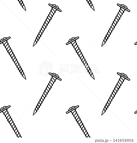 Seamless vector pattern of self-tapping screw in black and white doodle style. Simple illustration of screw for gift wrap and fabric prints Seamless vector pattern of self-tapping screw in black and white doodle style. Simple illustration of screw for gift wrap and fabric prints 141658958