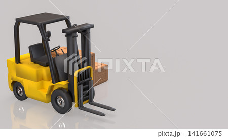 Industrial Forklift with Wooden Cargo Crates for Warehouse Logistics 3d render. Industrial Forklift with Wooden Cargo Crates for Warehouse Logistics 3d render. 141661075