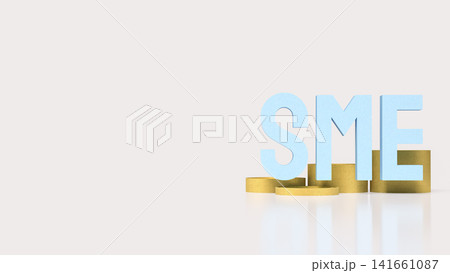 SME Business Growth Concept with Stacked Golden Coins 3d render. 141661087