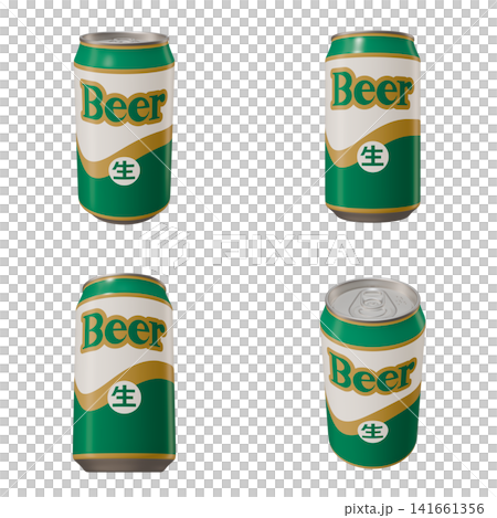 Illustration material of a canned beverage: Canned beer, 350ml (1), set of four cuts. Illustration material of a canned beverage: Canned beer, 350ml (1), set of four cuts. 141661356