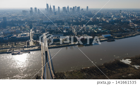 Aerial Warsaw with Swietokrzyski Bridge and Palace of Culture Aerial Warsaw with Swietokrzyski Bridge and Palace of Culture 141661535