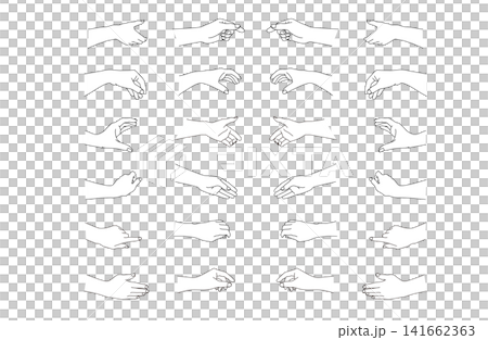 Hand gesture line art illustration set for operation instructions Hand gesture line art illustration set for operation instructions 141662363
