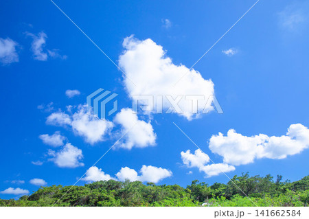 夏の青空と白い雲 夏の青空と白い雲 141662584