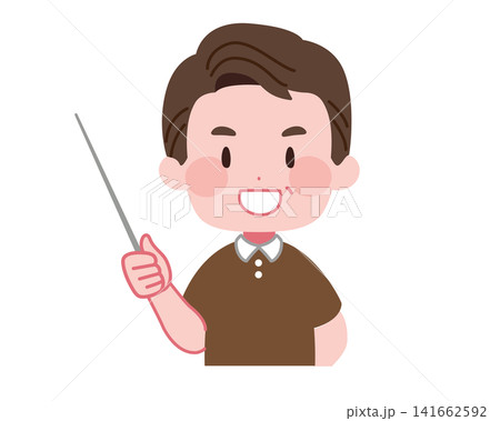指示棒を持って解説するミドル・シニア男性のイラスト素材 141662592