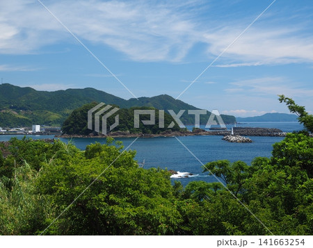 土佐西南大規模公園から見下ろす佐賀港と緑豊かな湾の景観(高知県黒潮町) 土佐西南大規模公園から見下ろす佐賀港と緑豊かな湾の景観(高知県黒潮町) 141663254