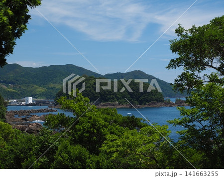 土佐西南大規模公園から見下ろす佐賀港と緑豊かな湾の景観(高知県黒潮町) 土佐西南大規模公園から見下ろす佐賀港と緑豊かな湾の景観(高知県黒潮町) 141663255