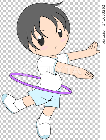 A boy playing with a hula hoop 141663262