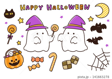 ハロウィンのかわいい仮装のイラストセット ハロウィンのかわいい仮装のイラストセット 141663278