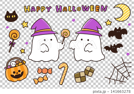 ハロウィンのかわいい仮装のイラストセット ハロウィンのかわいい仮装のイラストセット 141663278