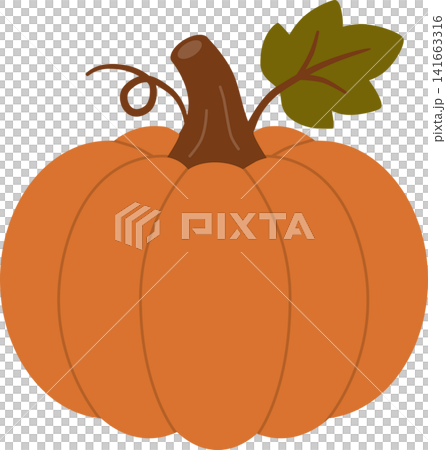 Autumn Pumpkin Flat Vector Illustration with Leaf and Vine Isolated on Transparent Background Autumn Pumpkin Flat Vector Illustration with Leaf and Vine Isolated on Transparent Background 141663316
