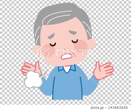 Illustration of a senior man sighing in disappointment Illustration of a senior man sighing in disappointment 141663826
