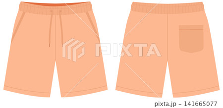 Technical Vector Illustration of Men's Casual Shorts in Pastel Orange Technical Vector Illustration of Men's Casual Shorts in Pastel Orange 141665077
