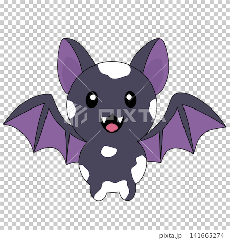 Cute purple vampire bat character illustration for Halloween trick or treat autumn holiday party decoration sticker invitation visual graphic clipart artwork design icon element Cute purple vampire bat character illustration for Halloween trick or treat autumn holiday party decoration sticker invitation visual graphic clipart artwork design icon element 141665274