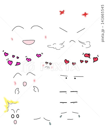 手描きの表情パーツ素材 カラー  141665545