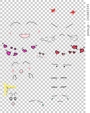 Hand-drawn facial expression parts material (color) Hand-drawn facial expression parts material (color) 141665545
