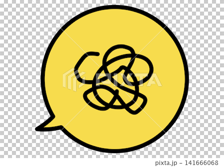 Simple blurry mark and speech bubble illustration 1 (yellow, line drawing) Simple blurry mark and speech bubble illustration 1 (yellow, line drawing) 141666068