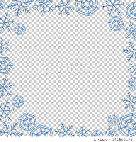 【雪の結晶のフレーム】手刺繍イラスト素材 【雪の結晶のフレーム】手刺繍イラスト素材 141666172