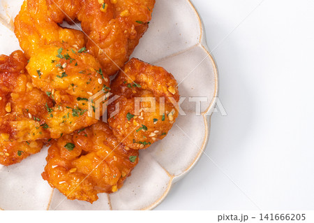Crispy fried chili shrimp tossed in sweet and spicy sauce, Asian Chinese food style 141666205