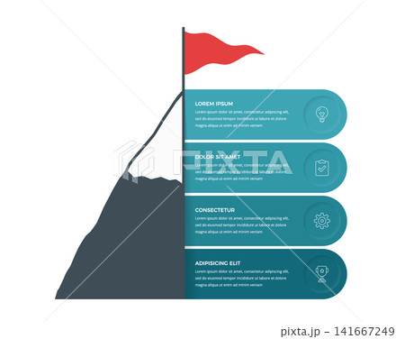 Mountain Peak Success Infographic with Four Steps Mountain Peak Success Infographic with Four Steps 141667249