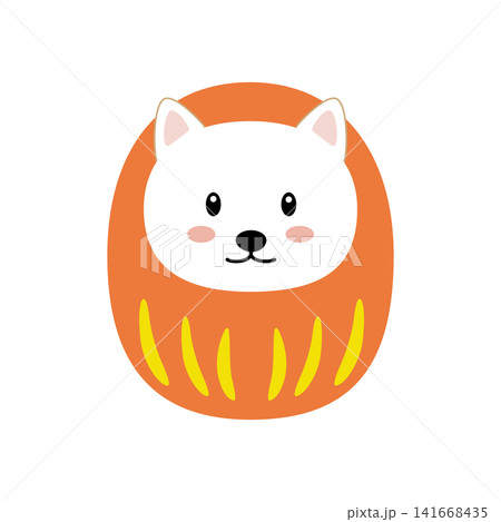 白犬のだるまイラスト　開運・縁起物　ベクター素材 141668435