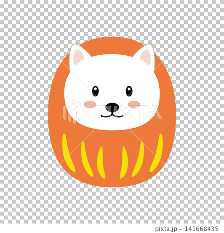 白犬のだるまイラスト　開運・縁起物　ベクター素材 141668435