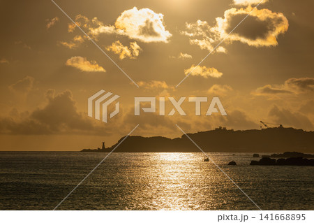 Golden Sunrise at Dawulun Fishing Harbor in Keelung, Taiwan Golden Sunrise at Dawulun Fishing Harbor in Keelung, Taiwan 141668895