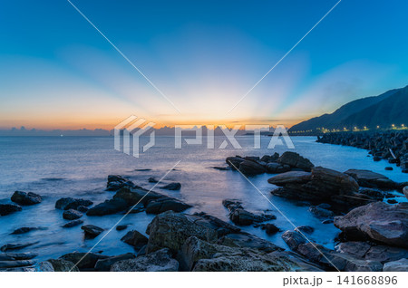 Beautiful sunrise over the coast of Keelung, Taiwan Beautiful sunrise over the coast of Keelung, Taiwan 141668896