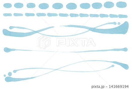 滲みの強いペンで描いた飾り線セット水色 滲みの強いペンで描いた飾り線セット水色 141669194