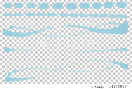 滲みの強いペンで描いた飾り線セット水色 滲みの強いペンで描いた飾り線セット水色 141669194