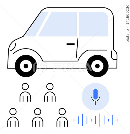 Autonomous vehicles, voice technology, smart transportation, shared economy, innovation, sustainable travel. Minimalistic of a car, users and voice input. Autonomous vehicles and voice technology Autonomous vehicles, voice technology, smart transportation, shared economy, innovation, sustainable travel. Minimalistic of a car, users and voice input. Autonomous vehicles and voice technology 141669236