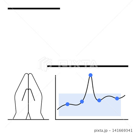 Data analysis, faith, religion, spirituality, technology, decision-making. Minimalist praying hands and a connected line chart with data points. Faith and data analysis as symbolic integration Data analysis, faith, religion, spirituality, technology, decision-making. Minimalist praying hands and a connected line chart with data points. Faith and data analysis as symbolic integration 141669341