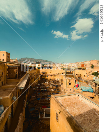 Ancient Fez Tannery in Moroccan Medina Ancient Fez Tannery in Moroccan Medina 141669518