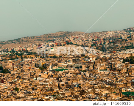 historic city of fez viewed from above historic city of fez viewed from above 141669530
